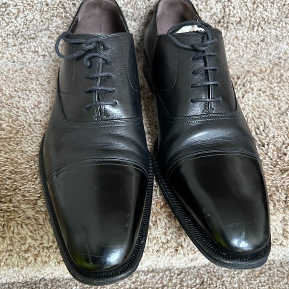 GUCCI Men's Black Leather Oxfords . - Picture 1 of 16